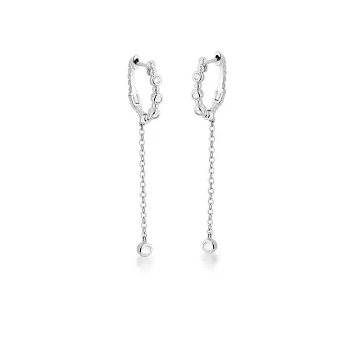 ARGOLA PÊNDULO COM PONTOS DE LUZ E GRANULAÇÕES PRATA RODINADA