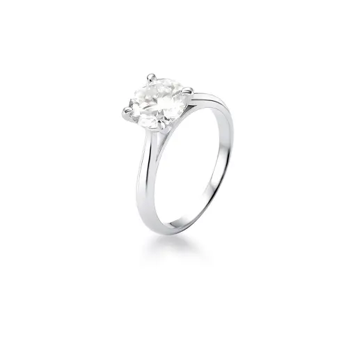 ANEL SOLITÁRIO PEDRA MOISSANITE 8MM PRATA RODINADA