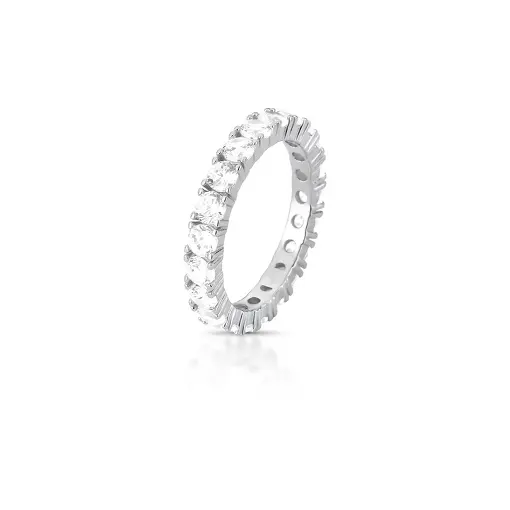 ANEL COM CRISTAIS REDONDOS PRATA RODINADA