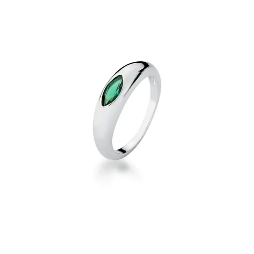ANEL LISO COM CRISTAL NAVETE PRATA RODINADA