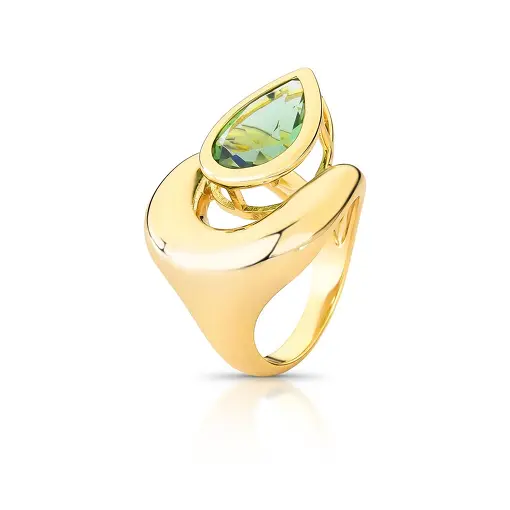 ANEL ABAULADO E VAZADO COM GOTA EM CRISTAL