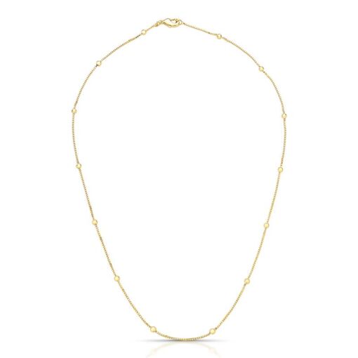 CORRENTE COM BOLINHAS LISAS DISPERSAS BANHADA A OURO
