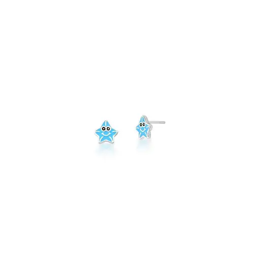 BRINCO KIDS ESTRELA DO MAR ESMALTADO AZUL PRATA LISA
