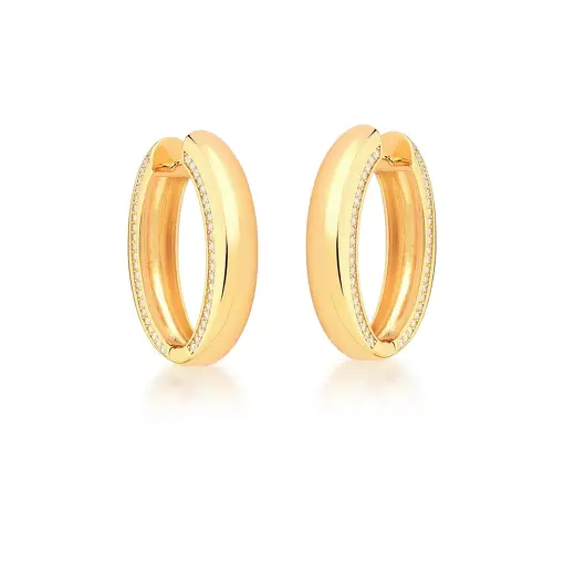 ARGOLA OVAL LISA UMA FILEIRA DE ZIRCÔNIAS BRANCAS