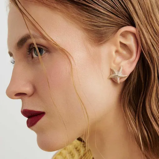 BRINCO DE ESTRELA CRAVEJADO BANHADO A OURO