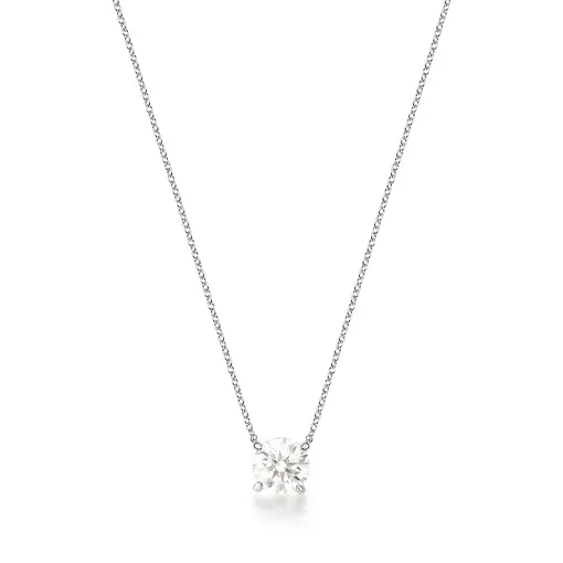 COLAR COM PEDRA MOISSANITE 8MM PRATA RODINADA