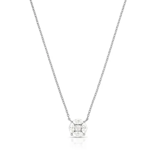 COLAR COM PINGENTE DE CRISTAIS MOISSANITE PRATA RODINADA