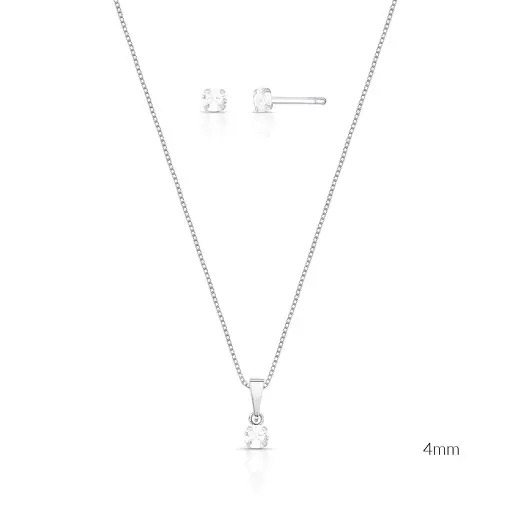 CONJUNTO BRINCO E COLAR COM PINGENTE REDONDO PRATA LISA