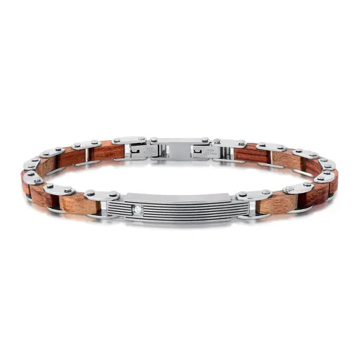 PULSEIRA INTERCALADA EM MADEIRA COM ZIRCÔNIA AÇO