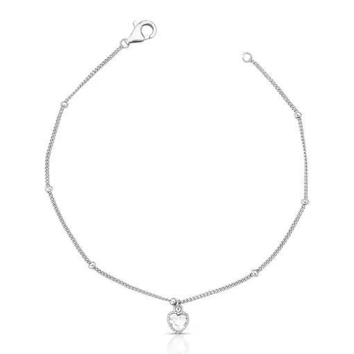 PULSEIRA COM PINGENTE DE CORAÇÃO EM CRISTAL PRATA RODINADA