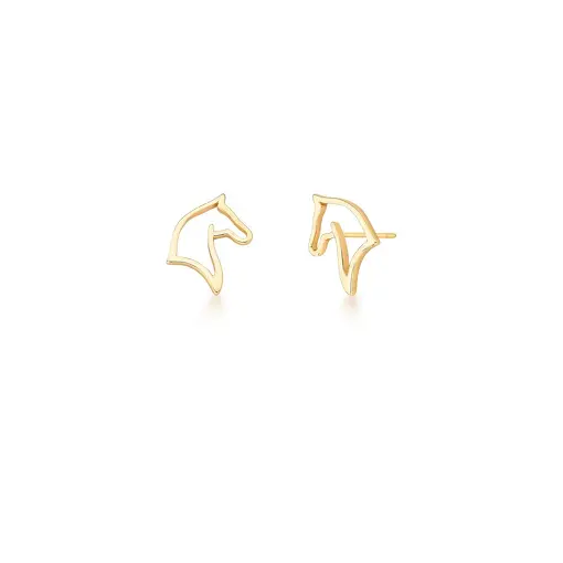 BRINCO DE CAVALO VAZADO LISO BANHADO A OURO