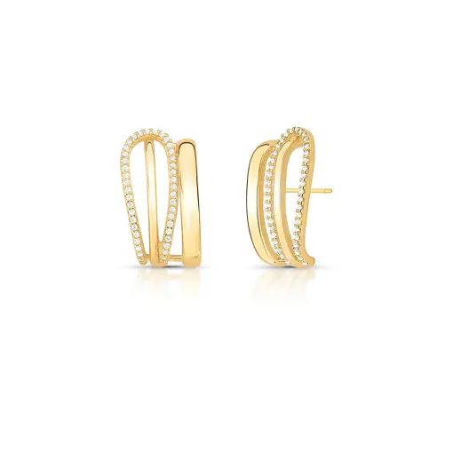 BRINCO EAR HOOK VAZADO COM ZIRCÔNIAS