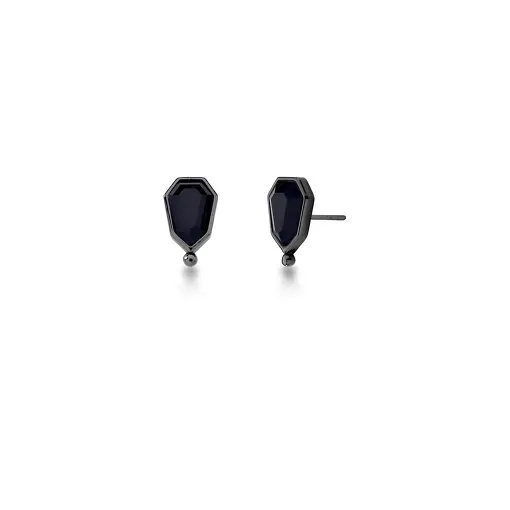 BRINCO GEOMETRICO COM CRISTAL BANHADO A RÓDIO NEGRO