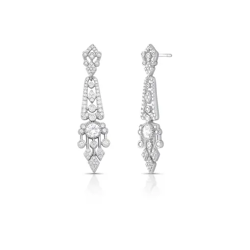 BRINCO PÊNDULO LOSANGO VAZADO COM CRISTAIS E ZIRCÔNIAS