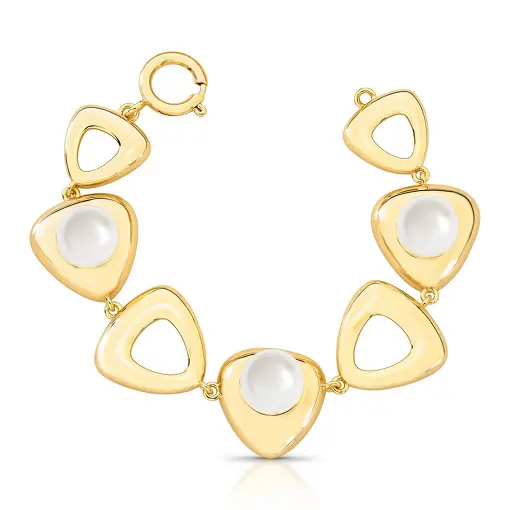 PULSEIRA TRIANGULAR INTERCALADA VAZADA COM PÉROLA SHELL