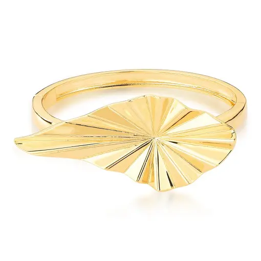 BRACELETE FOLHA LISA TRABALHADA BANHADA A OURO