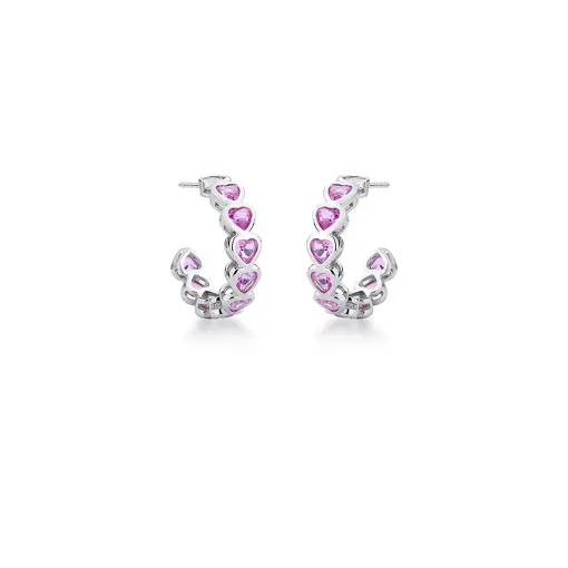 MEIA ARGOLA COM CRISTAIS DE CORAÇÃO