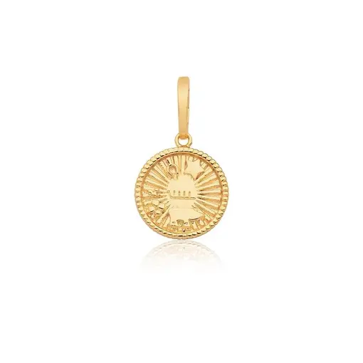 PINGENTE REDONDO COM IMAGENS DIVERSAS LISO FOLHEADO A OURO