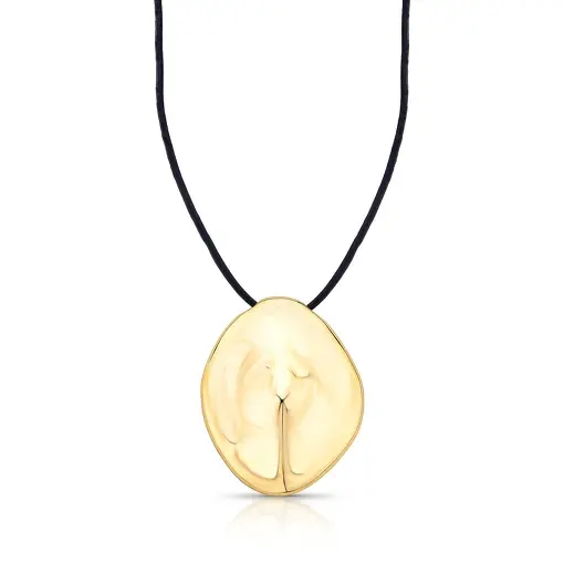 COLAR REGULÁVEL EM COURINO COM PINGENTE LISO E OVAL