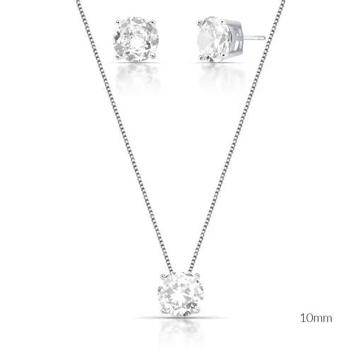 CONJUNTO BRINCO E CORRENTE COM PINGENTE REDONDO