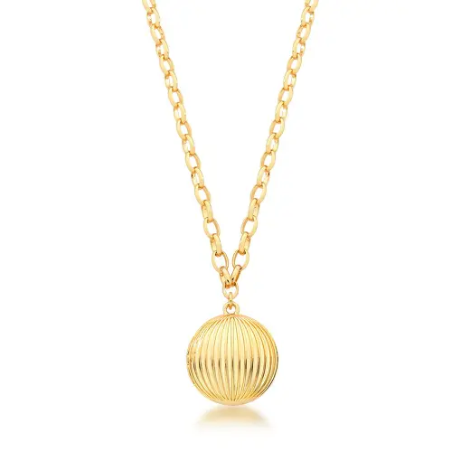 COLAR COM PINGENTE RELICÁRIO REDONDO BANHADO A OURO