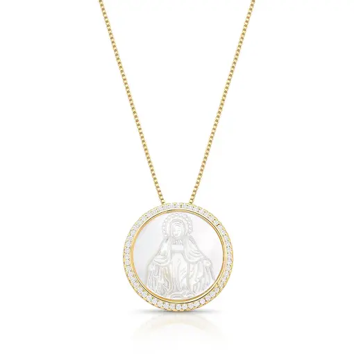 COLAR COM PINGENTE IMAGEM NOSSA SENHORA DAS GRAÇAS REDONDO