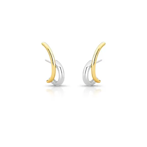 BRINCO EAR HOOK CURVO E LISO EM DOIS TONS