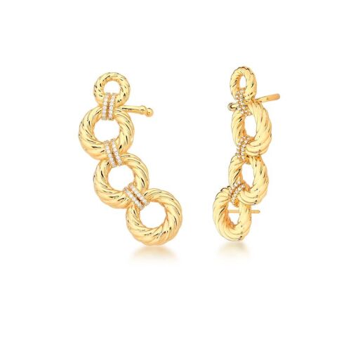 BRINCO EAR CUFF REDONDO TEXTURAZIDO BANHADO A OURO