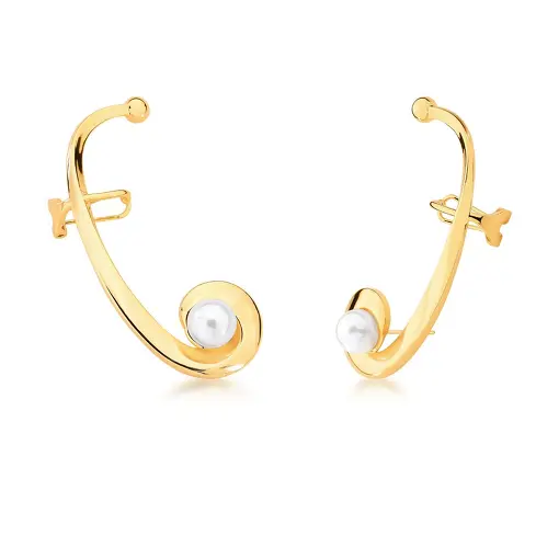 BRINCO EAR CUFF CURVO COM PÉROLA SHELL