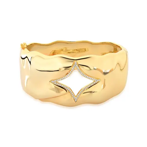 BRACELETE COM LOSANGO VAZADO E CRAVEJADO DE ZIRCÔNIA