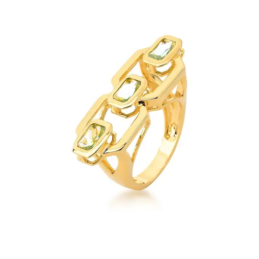 ANEL GEOMÉTRICO COM CRISTAIS RETANGULARES