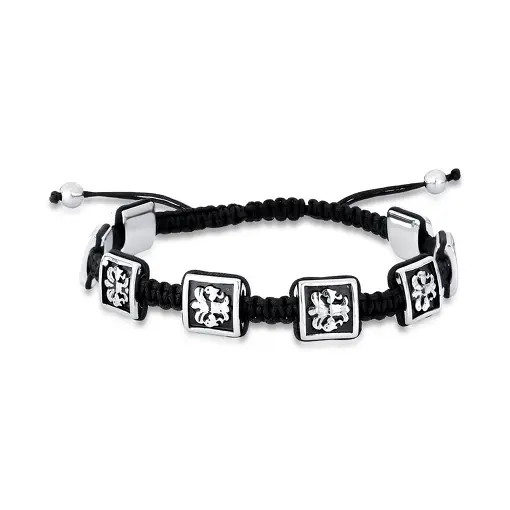 PULSEIRA EM FIO ENCERADO COM QUADRADOS EM AÇO