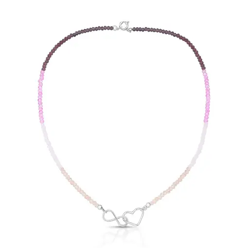 CHOKER COM PINGENTE DE CORAÇÃO E SÍMBOLO DO INFINITO EM CRISTAIS