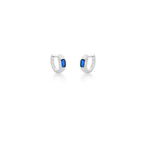ARGOLA LISA COM CRISTAL RETANGULAR EM PRATA