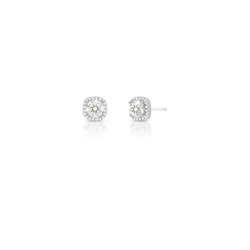 BRINCO PEDRA REDONDA MOISSANITE 6.5MM PRATA RODINADA