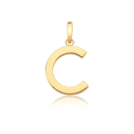 PINGENTE LETRA "C" LISO COM FECHO BANHADO A OURO