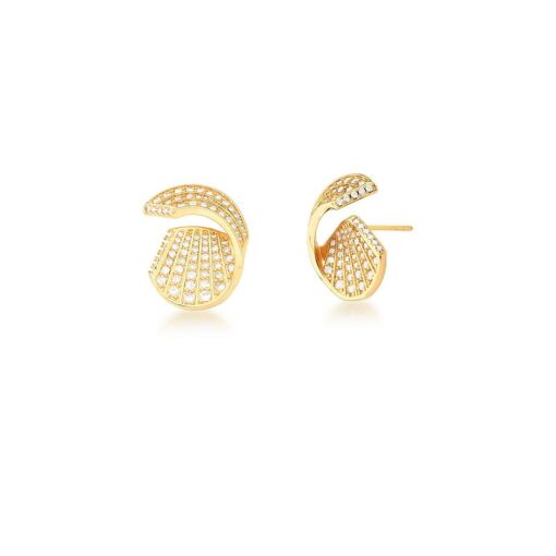 BRINCO CURVO OVAL CRAVEJADO DE ZIRCÔNIAS BANHADO A OURO