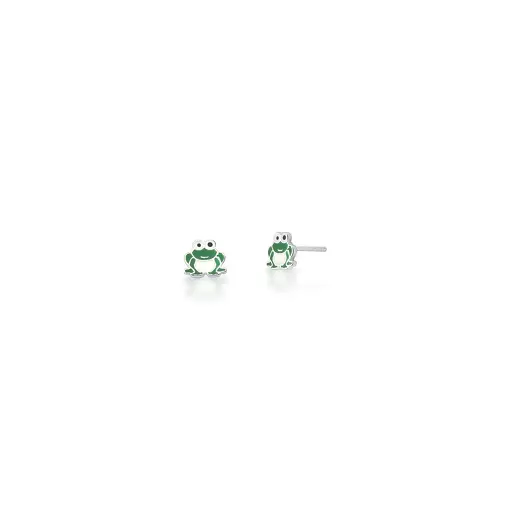 BRINCO KIDS DE SAPO ESMALTADO VERDE PRATA LISA