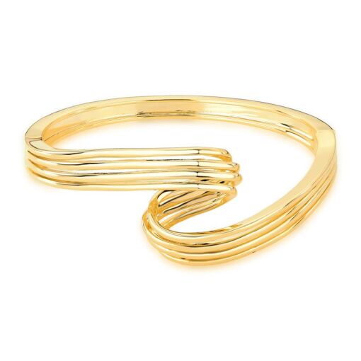 BRACELETE CURVO QUATRO VOLTAS LISAS BANHADO A OURO