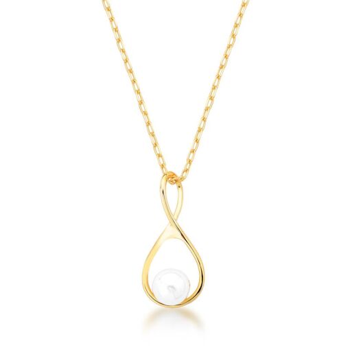 COLAR COM PINGENTE DE GOTA E PÉROLA SHELL BANHADO A OURO