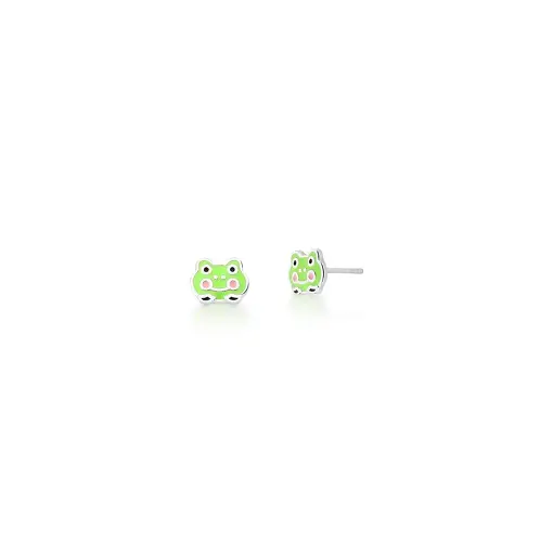 BRINCO KIDS DE SAPO ESMALTADO VERDE PRATA LISA