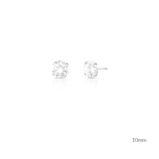 BRINCO PONTO DE LUZ COM CRISTAL REDONDO EM PRATA LISA