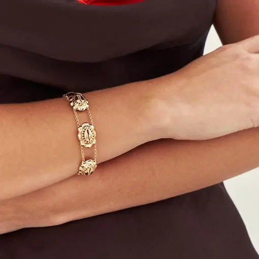 PULSEIRA DUAS VOLTAS COM PINGENTES DE BÚZIOS LISO BANHADA A OURO