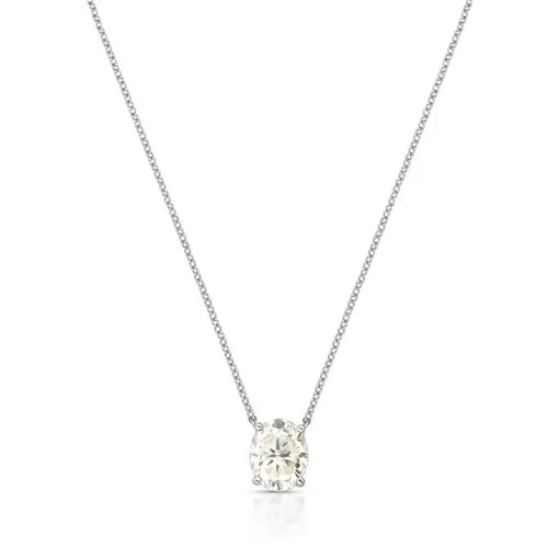 COLAR COM PINGENTE DE CRISTAL MOISSANITE OVAL PRATA RODINADA