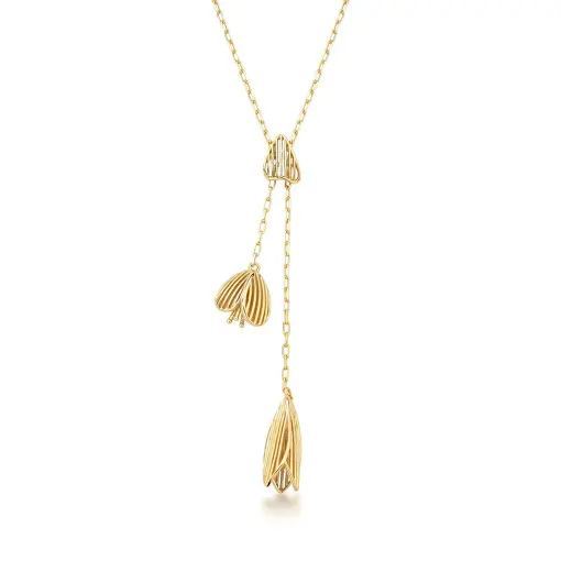 COLAR COM PINGENTE DE FLOR TEXTURIZADO BANHADO A OURO
