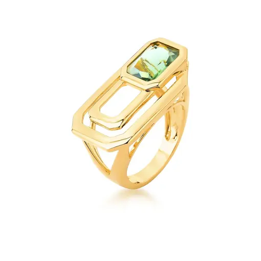 ANEL RETANGULAR VAZADO COM CRISTAL