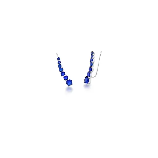BRINCO EAR CUFF COM ZIRCÔNIAS SAFIRA PRATA RODINADA