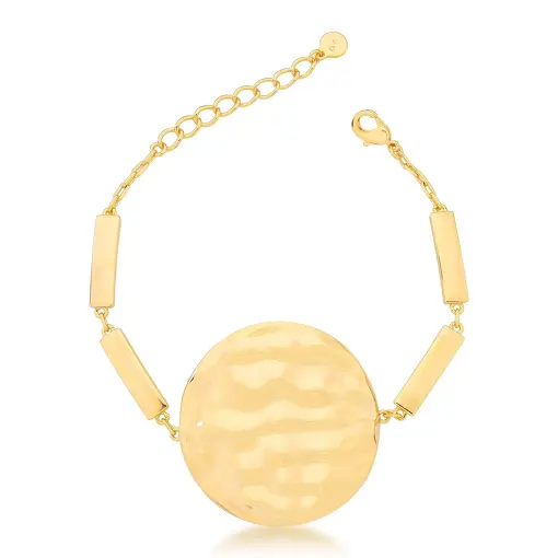 PULSEIRA MALEÁVEL COM PINGENTE TEXTURIZADO BANHADA A OURO