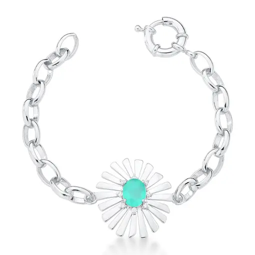 PULSEIRA COM PINGENTE DE FOLHA TURMALINA FUSION BANHADA A RÓDIO