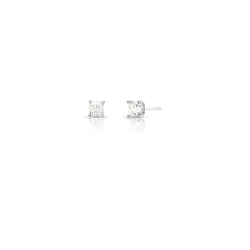 BRINCO PEDRA QUADRADA MOISSANITE 5MM PRATA RODINADA